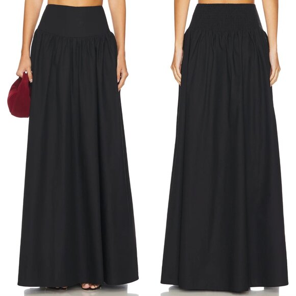 Susana Monaco Drop Waist Maxi Skirt in Black Cotton Medium M - Picture 1 of 2